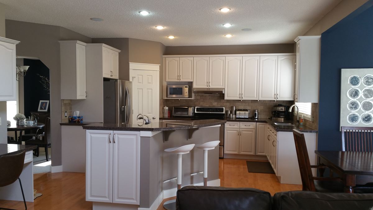 Modern spacious maple kitchen after painting