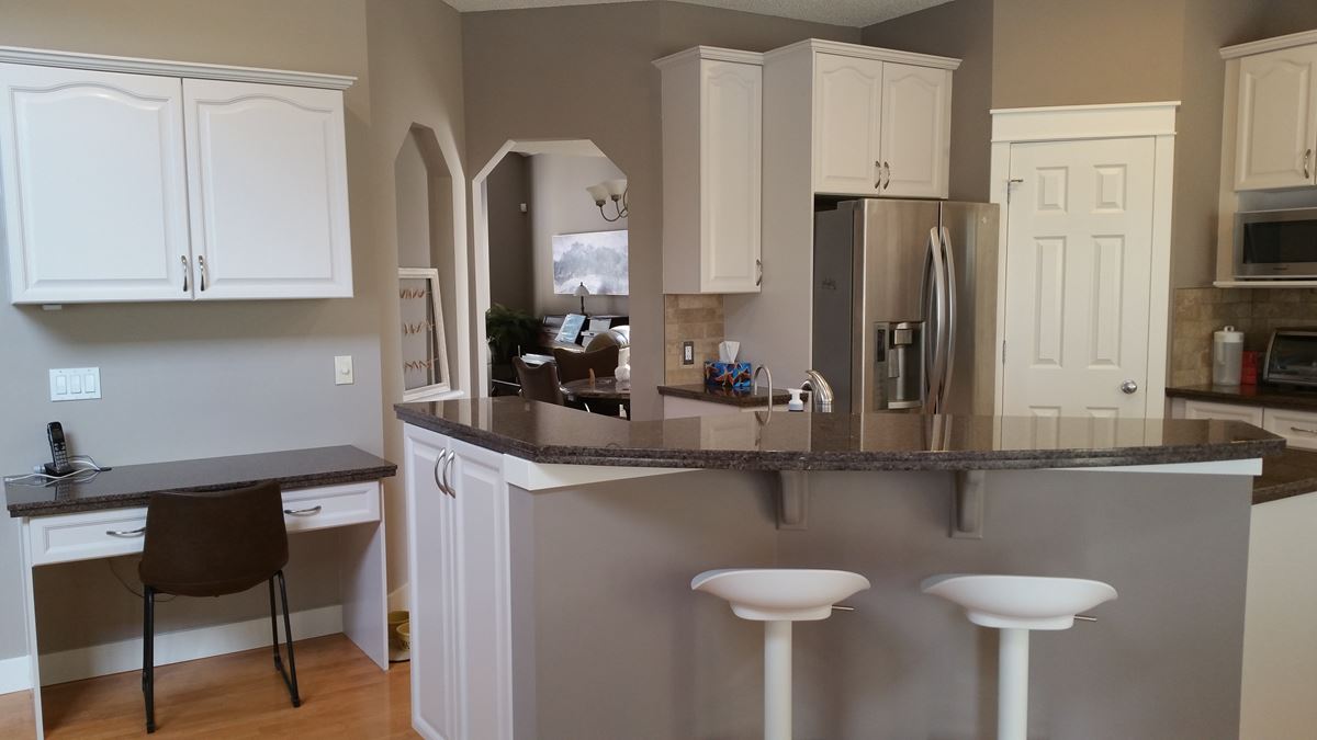 Yellow maple to modern white painted kitchen