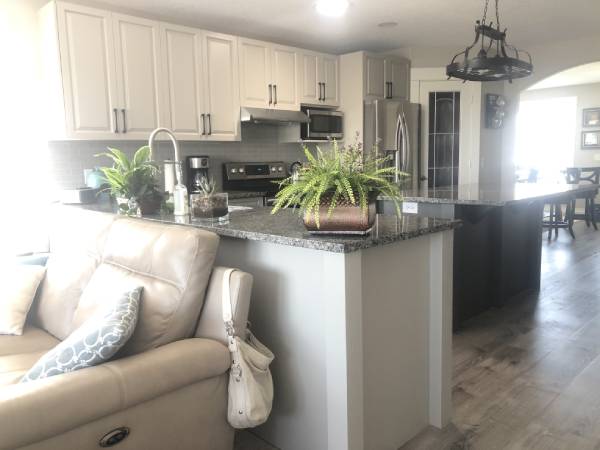 Cochrane modern light grey painted kitchen with black handles