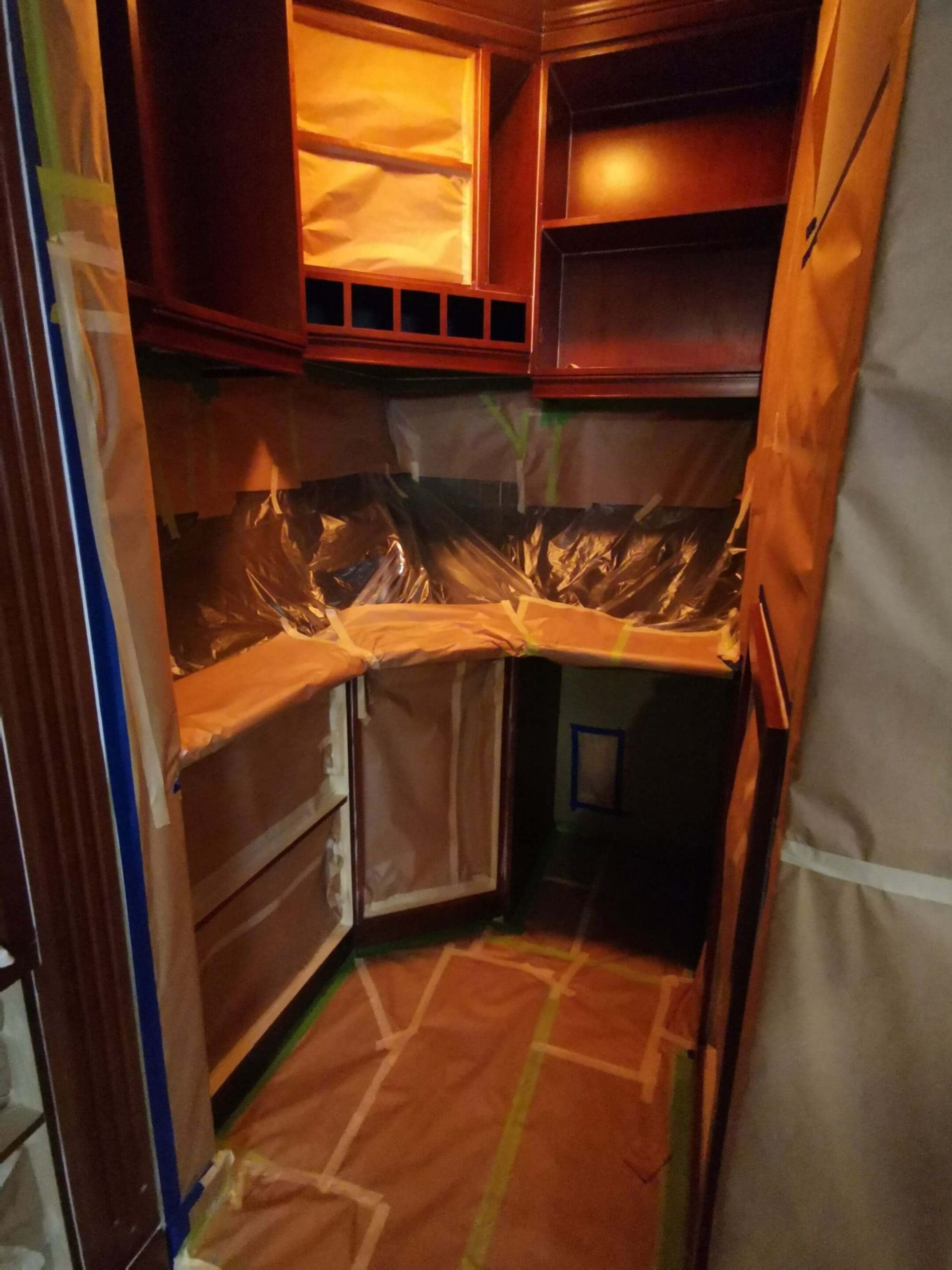 Prepping out basement bar cabinets for painting