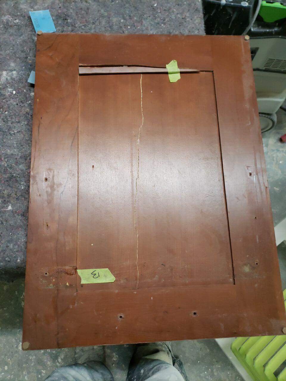 Identification of cabinet pieces and damage in need of repair