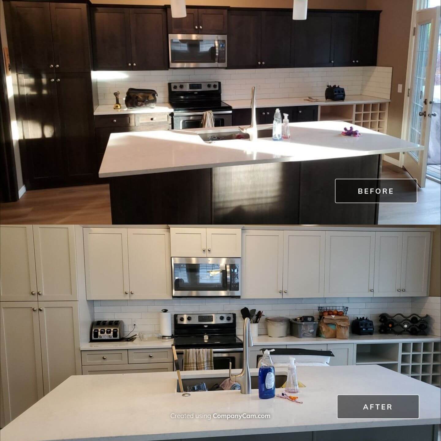 Painted Kitchen Cabinets before and after