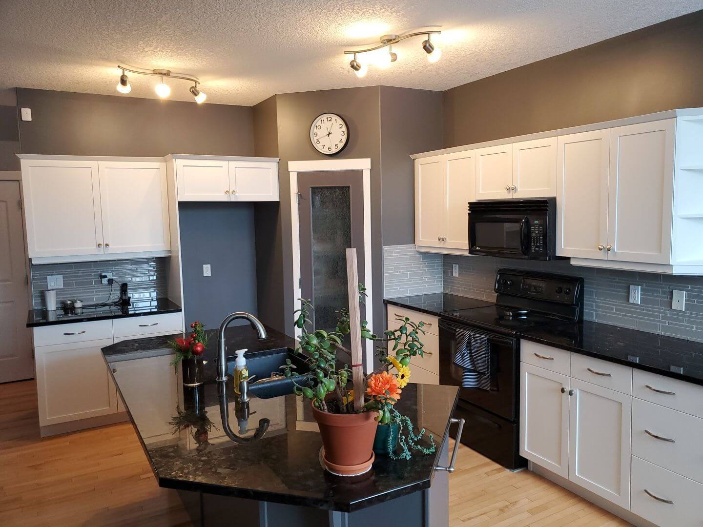 Modern bright white painted cabinets