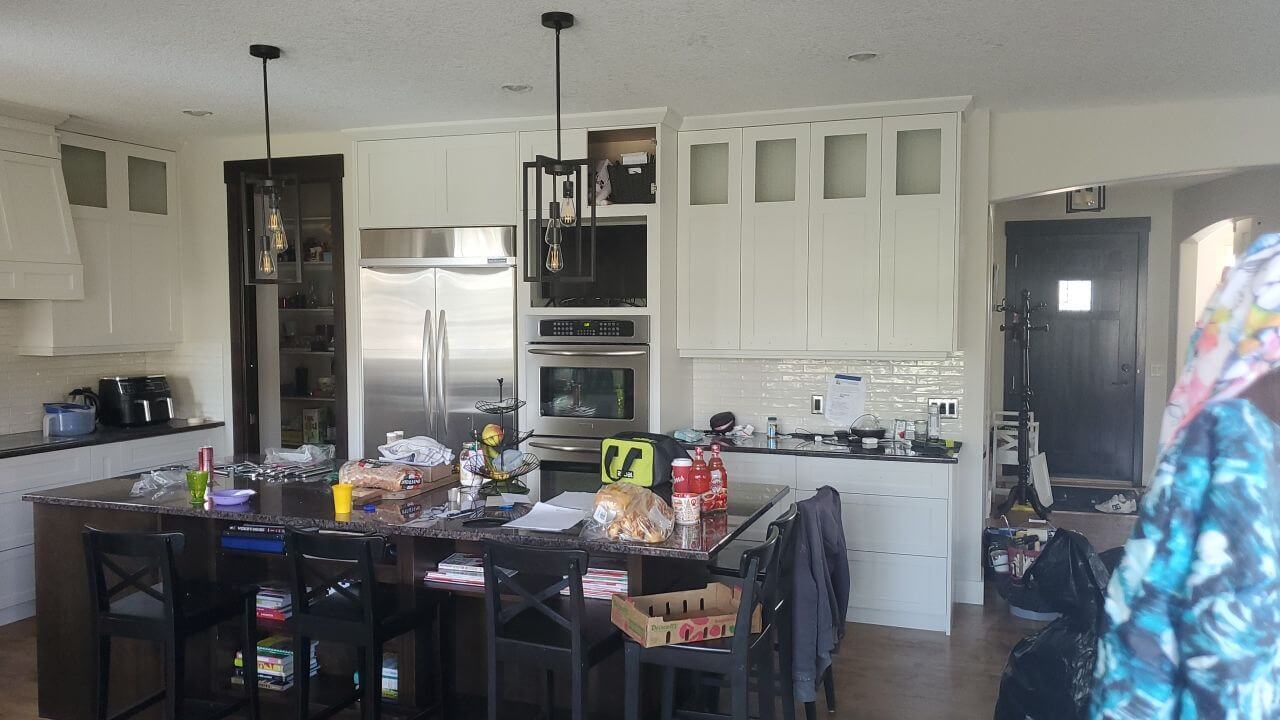 After doors are installed in a painted kitchen