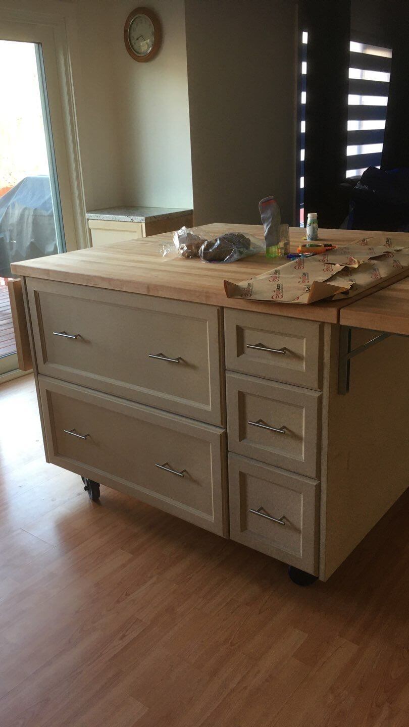 Kitchen cabinet island painting before