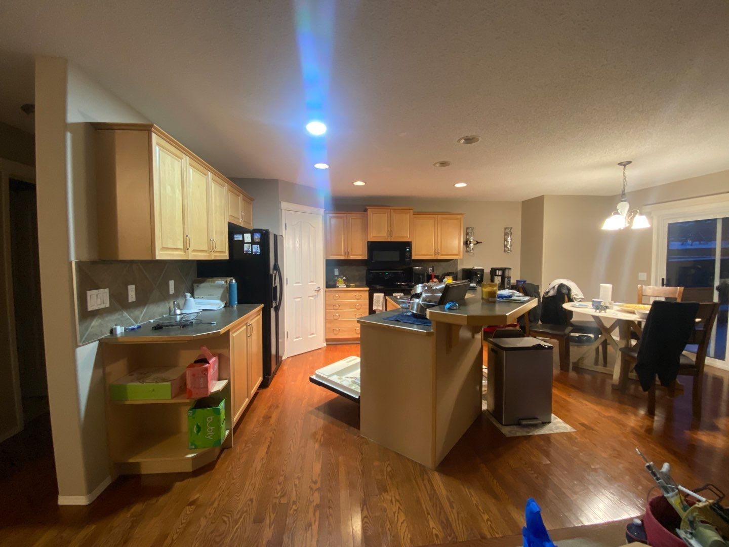 Maple Cabinets Painted White and Grey before 3