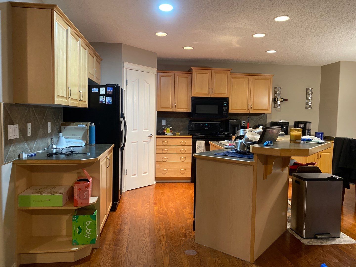 Maple Cabinets Painted White and Grey before 1