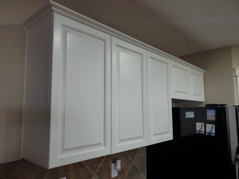 Maple Cabinets Painted White and Grey after 8