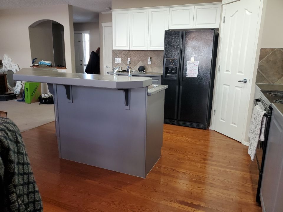 Maple Cabinets Painted White and Grey after 3