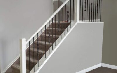 Brown Banister Painted to Match Kitchen