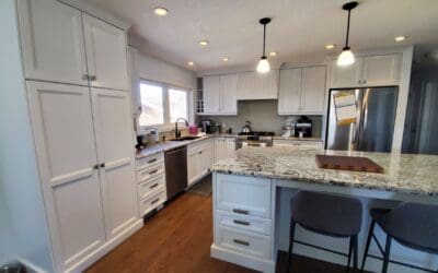 Brown Cabinets Refreshed with Bright White Paint