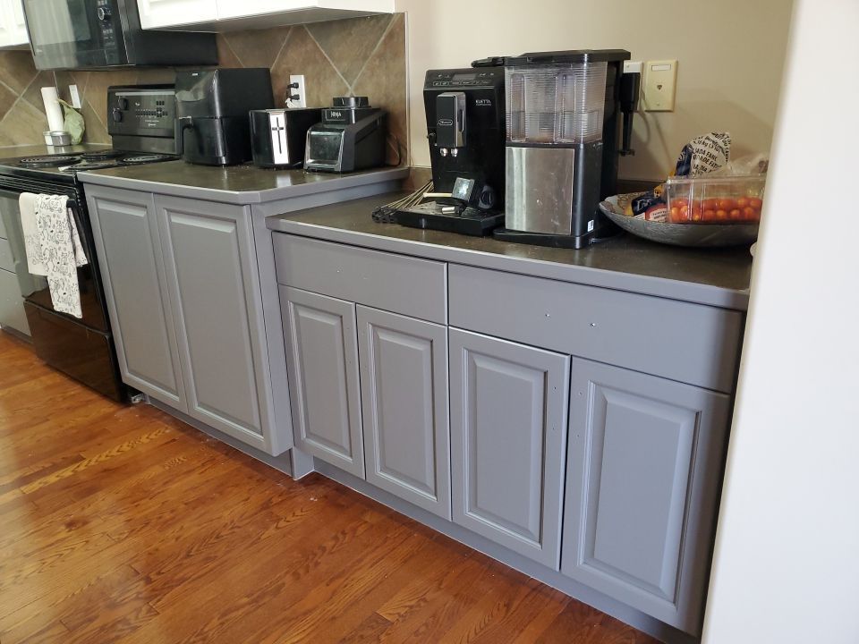 Maple Cabinets Painted White and Grey after 7