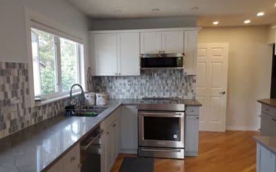 Brown Cabinetry Painted a Stylish Two Tone