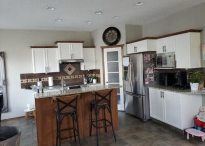 Brown Kitchen to White with Black Hardware