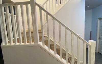 Yellow Oak Banister Painted Bright White