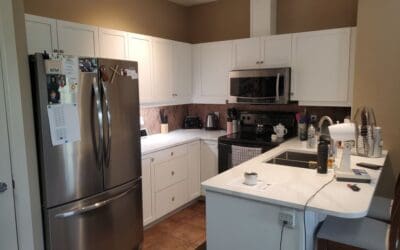 Brown Cabinets Repainted Oxford White