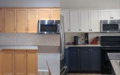 Maple Cabinets Painted White and Navy