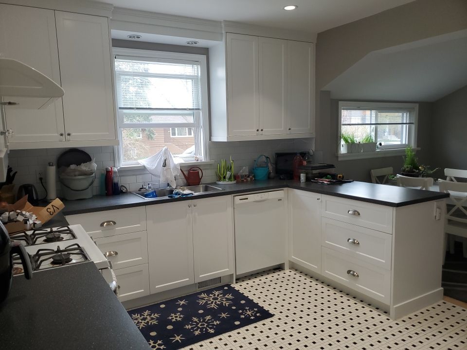 Dated White Cabinets Fixed and Repainted after 1