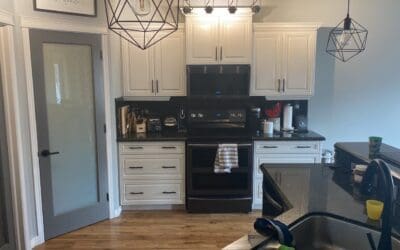 Brown Cabinets Painted Modern White and Grey