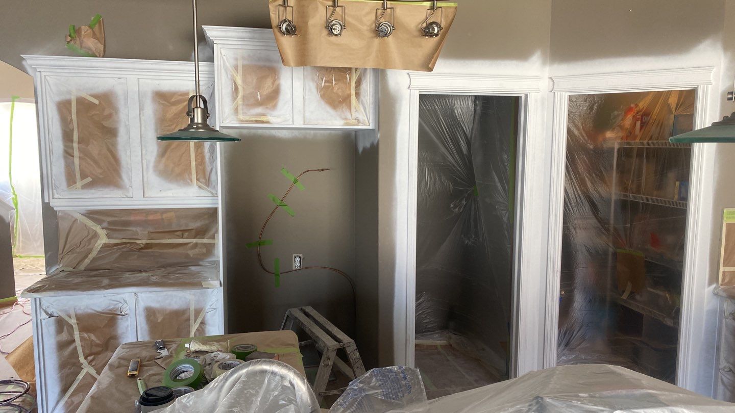 Brown Cabinets Painted Modern Two Tone before 5