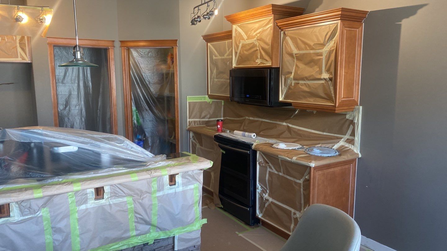 Brown Cabinets Painted Modern Two Tone before 8