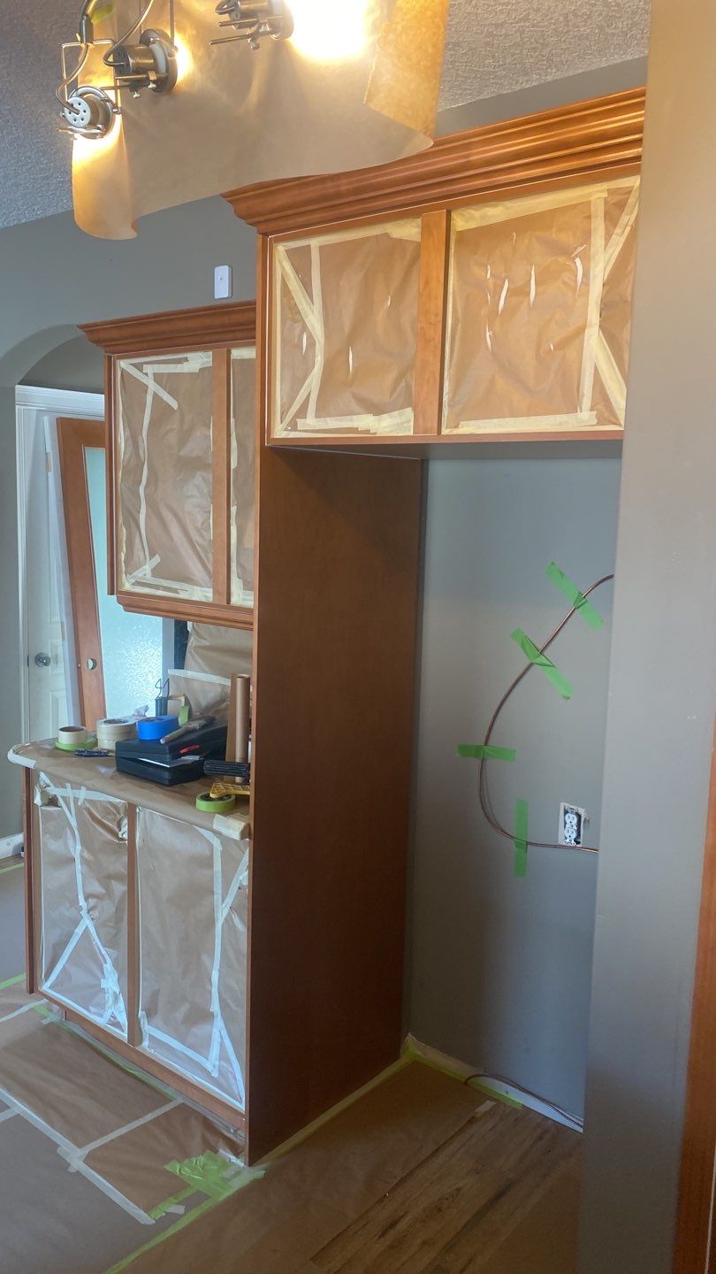 Brown Cabinets Painted Modern Two Tone before 9