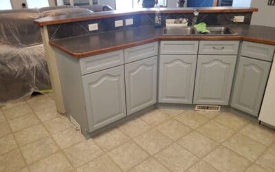 Oak Cabinets Painted White and Grey