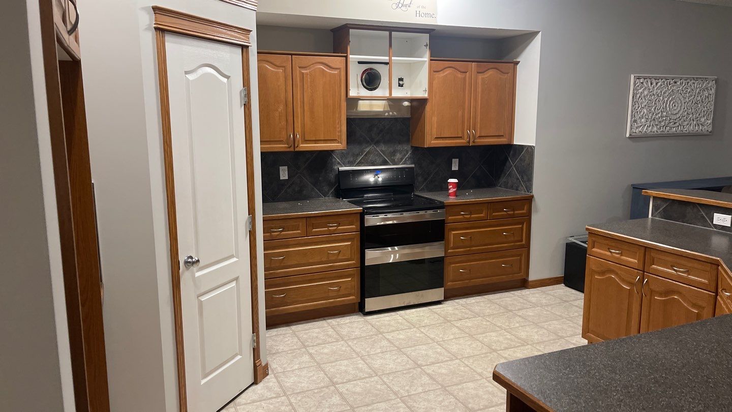 Two tone painted cabinets before 7