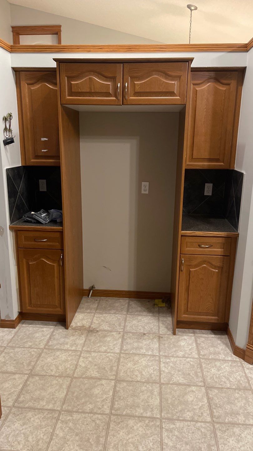 Two tone painted cabinets before 8