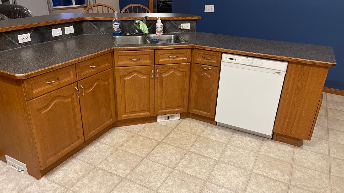 Two tone painted cabinets before 10