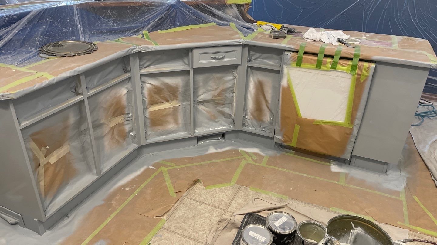 Two tone painted cabinets prep 6