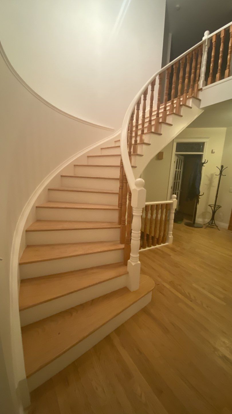 painted banister rail after